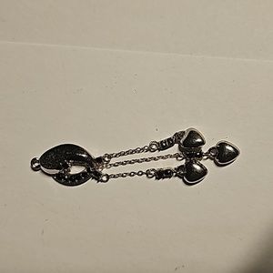 Silver heart charm with black onyx stones